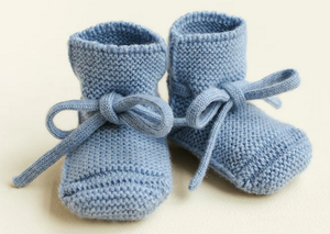 Hvid, booties - light blue