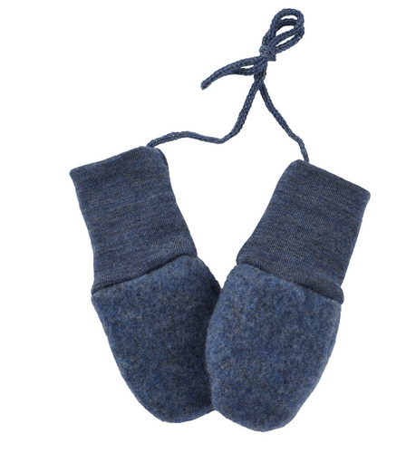 Engel Natur, wol-fleece wantjes 0/2 jaar - blue mélange