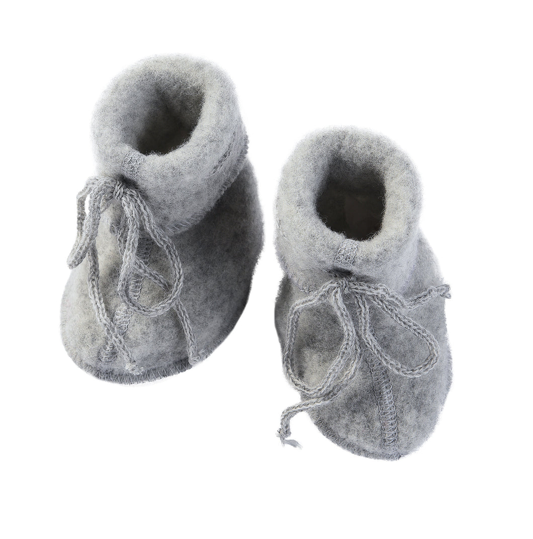 Engel Natur, wol-fleece booties - light grey mélange