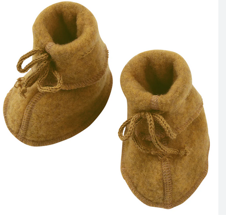 Engel Natur, wol-fleece booties - saffron