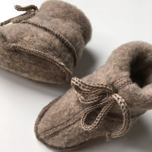 Engel Natur, wol-fleece booties - walnut mélange