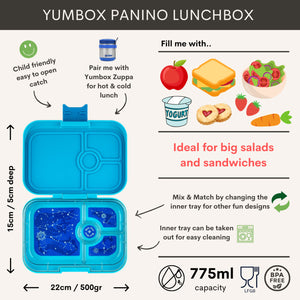 Yumbox, lunchbox panino 4 vakken - tropical aqua panther