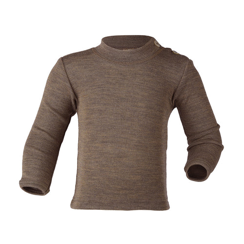 Engel Natur, shirt van wol & zijde mix - walnut